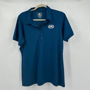 Ogio Womens Polo‎ Shirt Size XL Fox Sports Logo Blue Athletic Golf Athleisure
